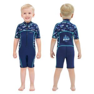 Goldfin Kids Wetsuit for Boys Girls, 3mm Shorty Neoprene Front Zip  Size 6